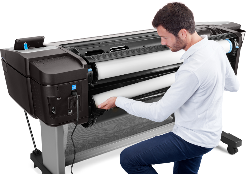 HP DesignJet T1700 Plotter - HP DesignJet T1700 44-inch workgroup plotter in a large-format engineering office