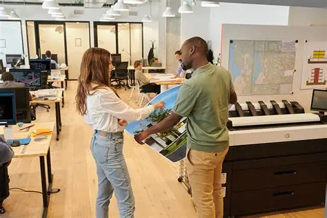 HP DesignJet XL 3800 MFP printing large-format colour GIS maps in a government planning department